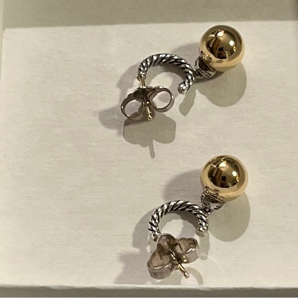 David Yurman Solari Sterling Silver Hoop Earrings with 18k Bonded Domes - Picture 6 of 6